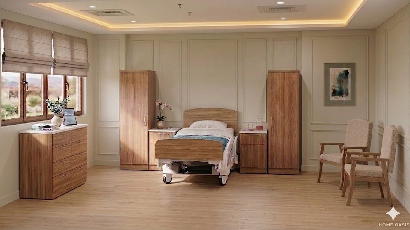 A calm, dignified resident room furnished by IntelliCare